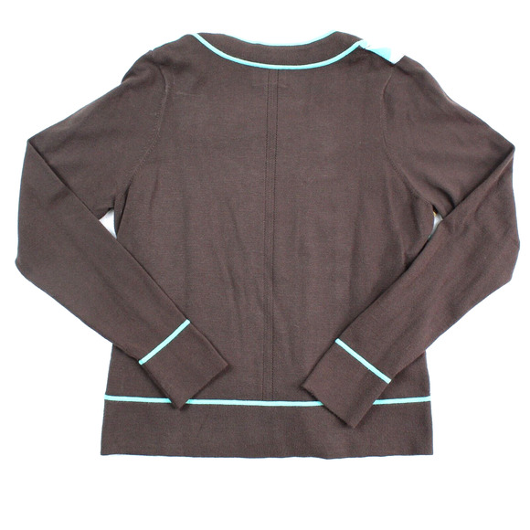 Milly Cardigan Sweater Womens Large  Brown Blue Retro Chevron Knit Preppy - Picture 2 of 5